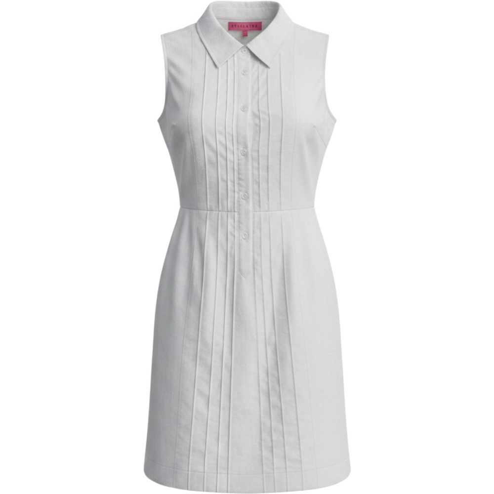 Sinclaire 10 Sleeveless Tuxedo Shirt Dress 6 White Pleated Cotton Button preppy